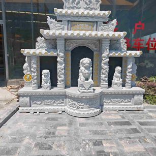 莆田芝麻白中国黑石材套墓 花岗岩墓碑