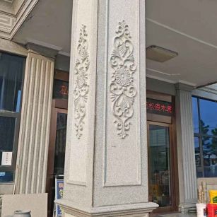 莆田芝麻白别墅雕刻柱子  黄金麻